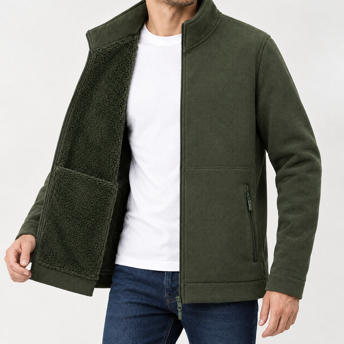Jeremy Fleece Lined Jacket - Army Green