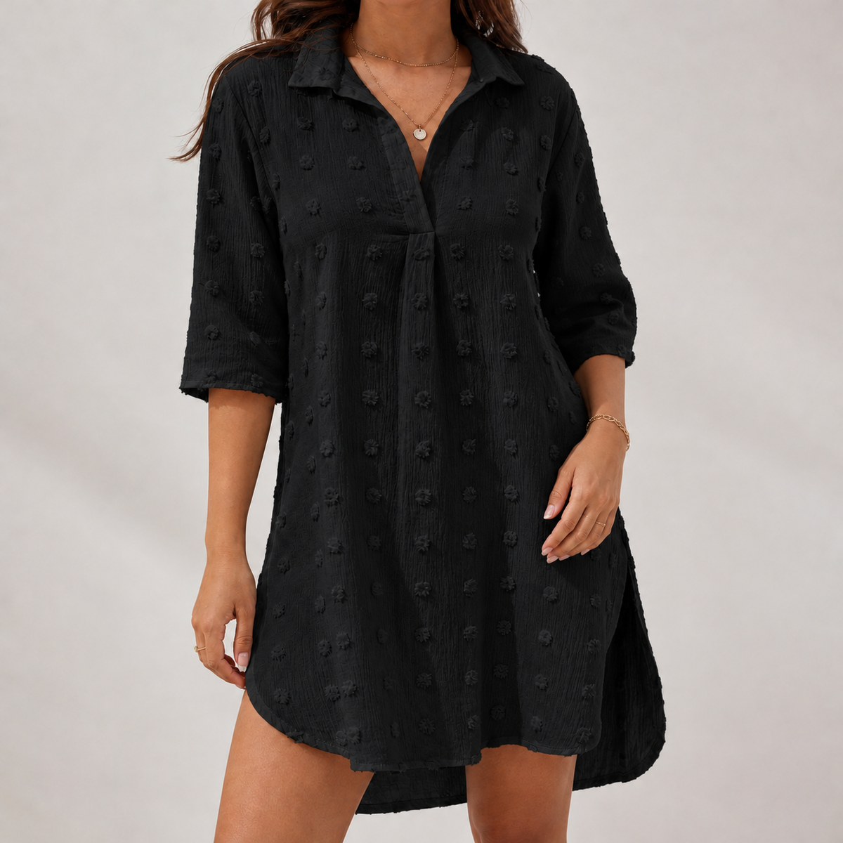Kassandra Textured Longline Top - Black