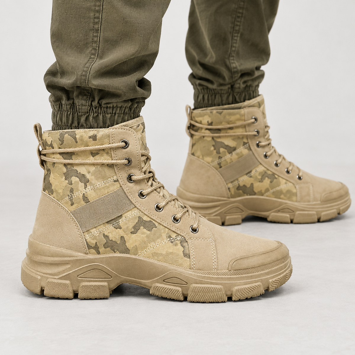 Benedetto Camouflage Boots - Khaki