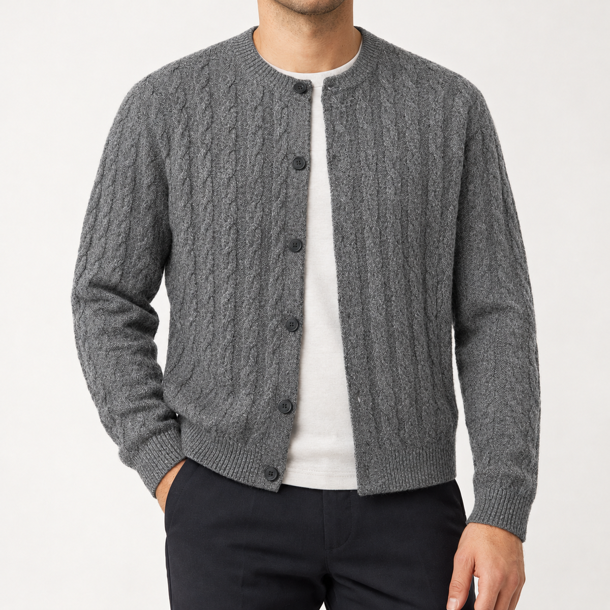 Joakim Cable Knit Cardigan - Flower Ash