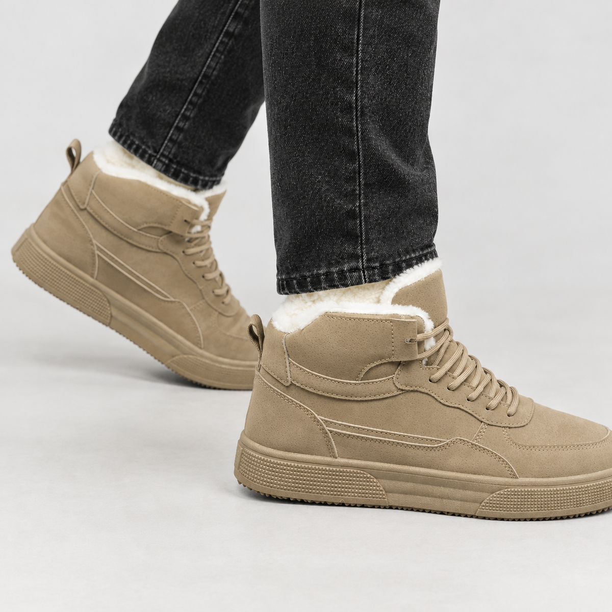Faustin Plush Lined Sneakers - Khaki