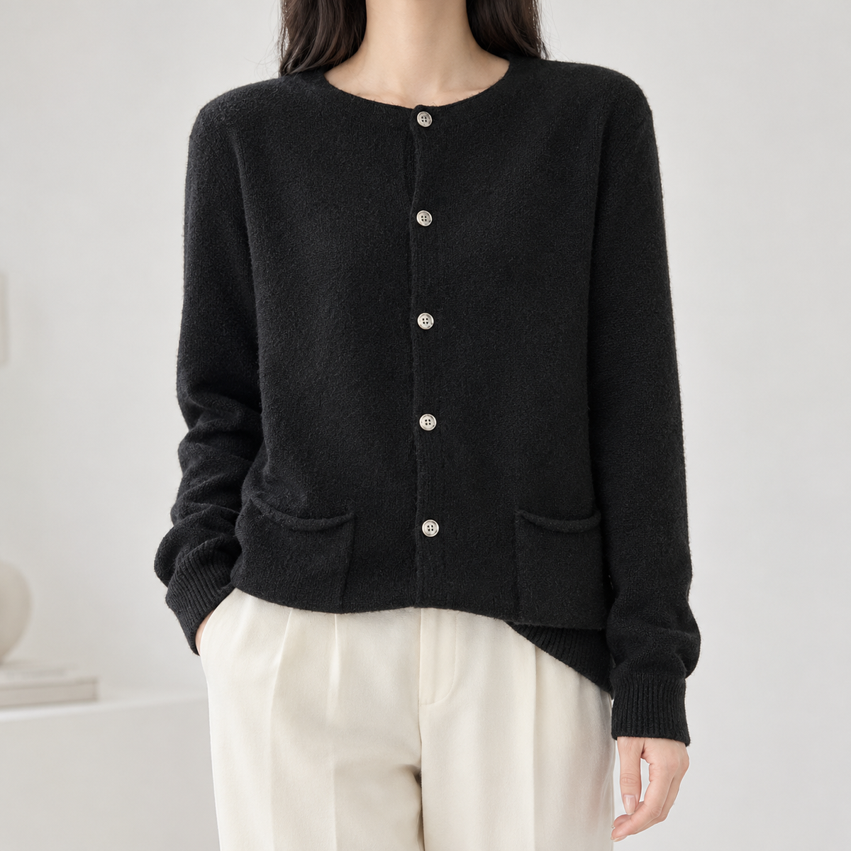 Doriana Pocket Cardigan - Black
