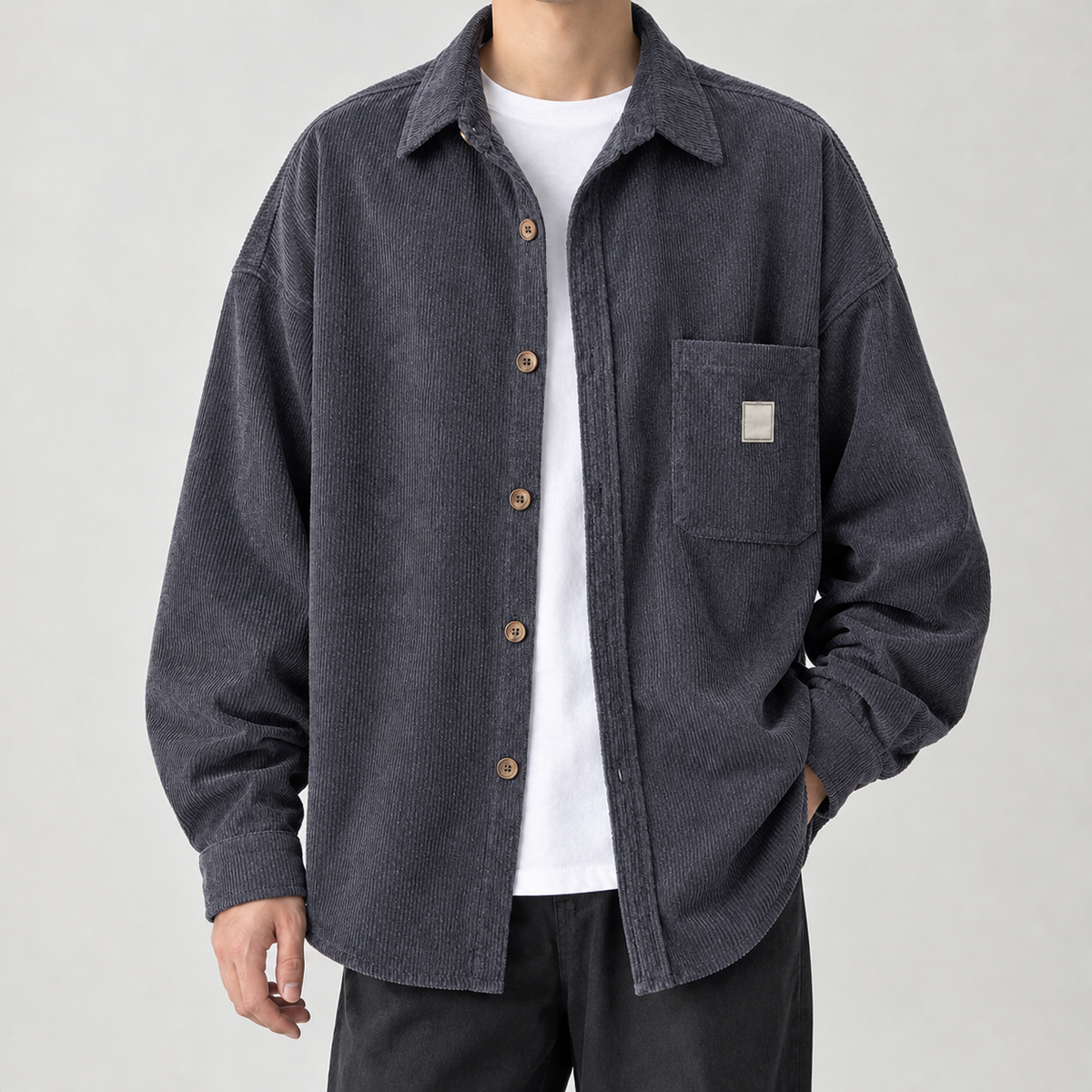 Norbert Corduroy Overshirt - Dark Gray