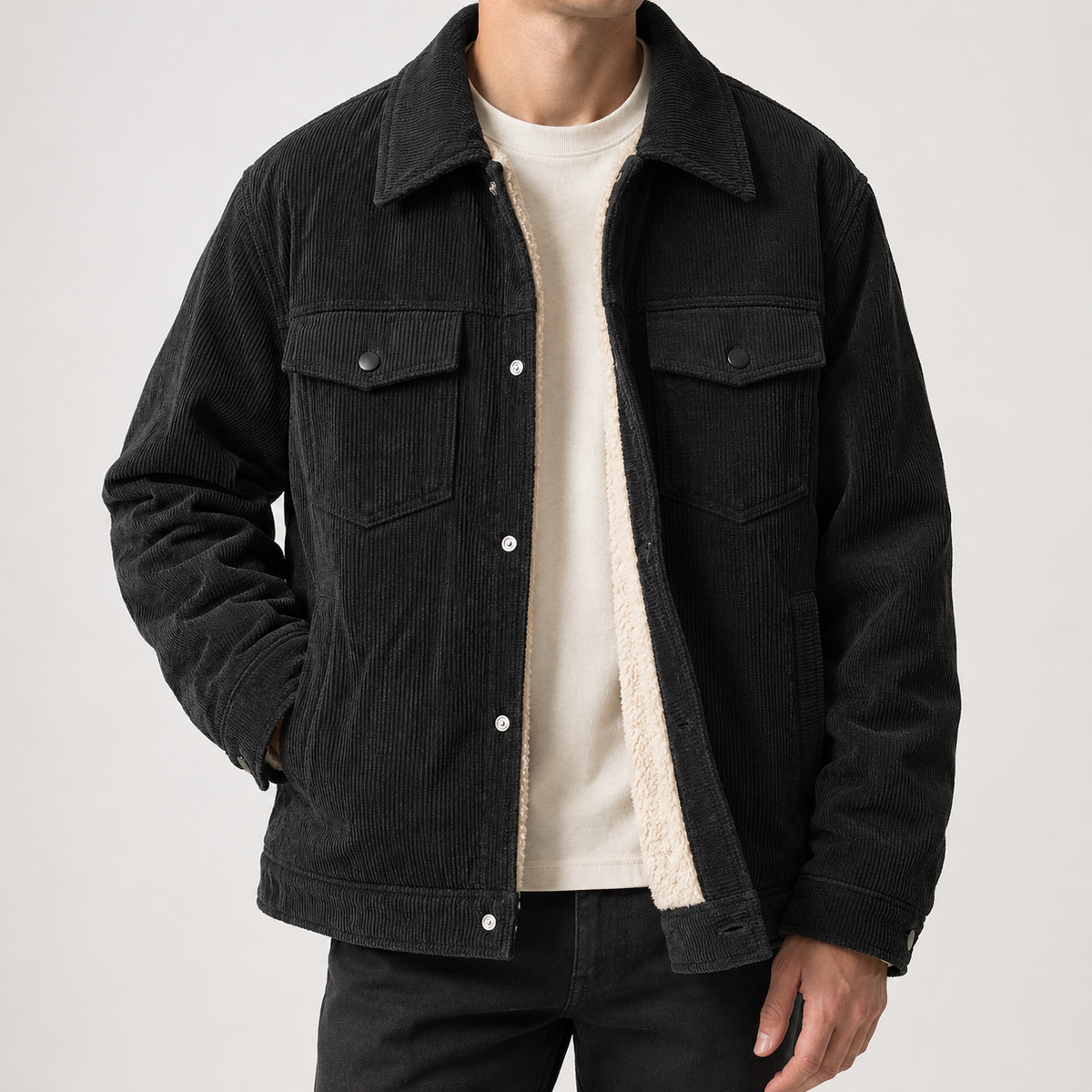 Barnabe Corduroy Jacket - Black