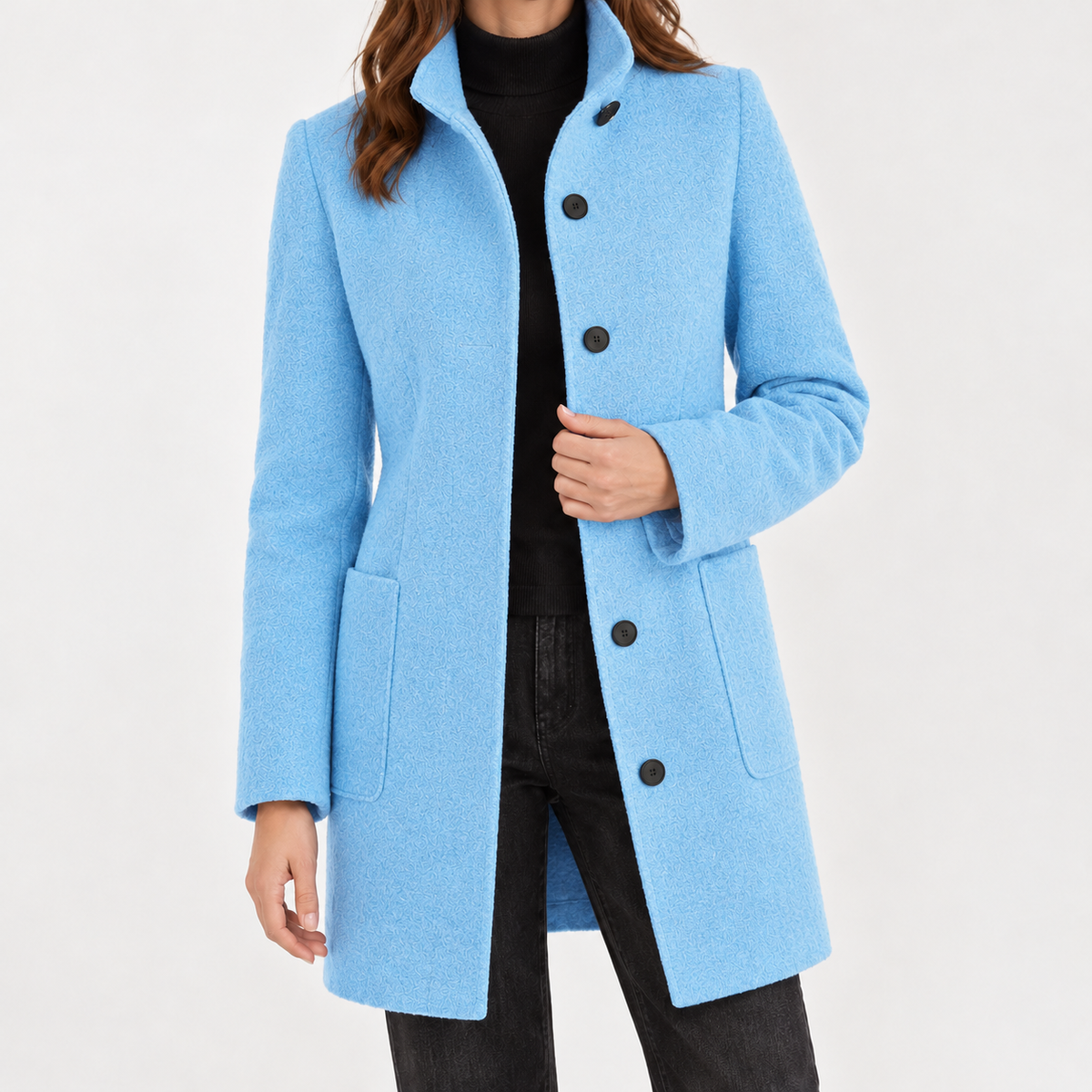 Corinna Stand Collar Jacket - Light Blue
