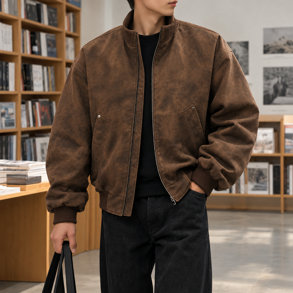 Arturo Stand Collar Jacket - Brown
