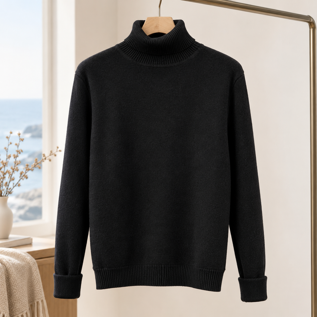 Emilio Turtleneck Sweater - Black High Collar