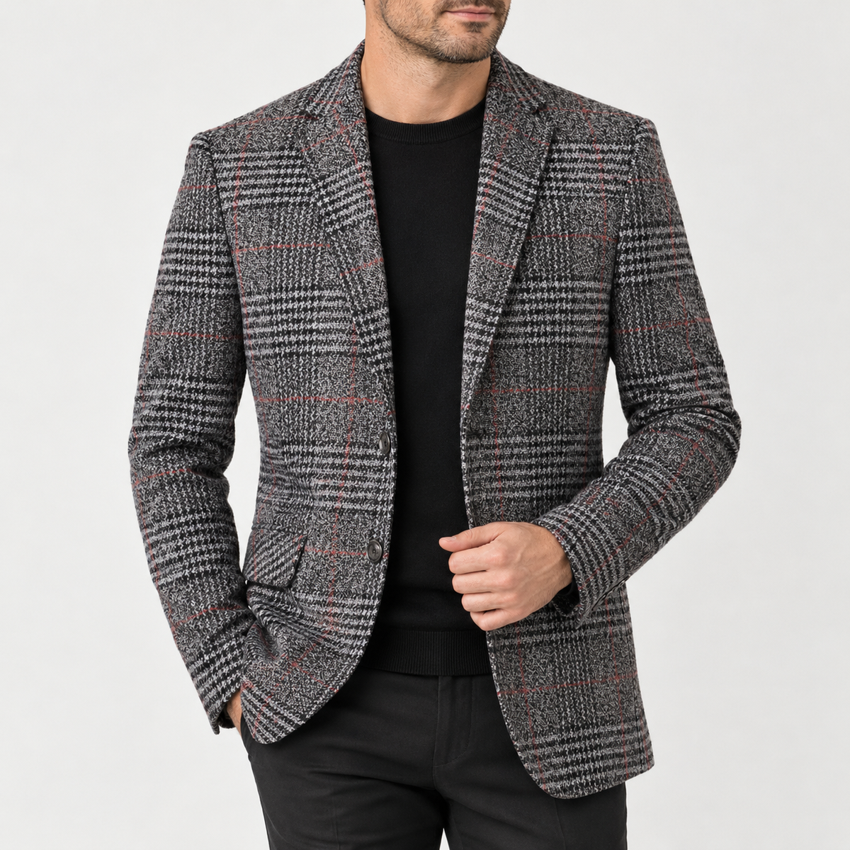 Ejner Plaid Blazer - Gray
