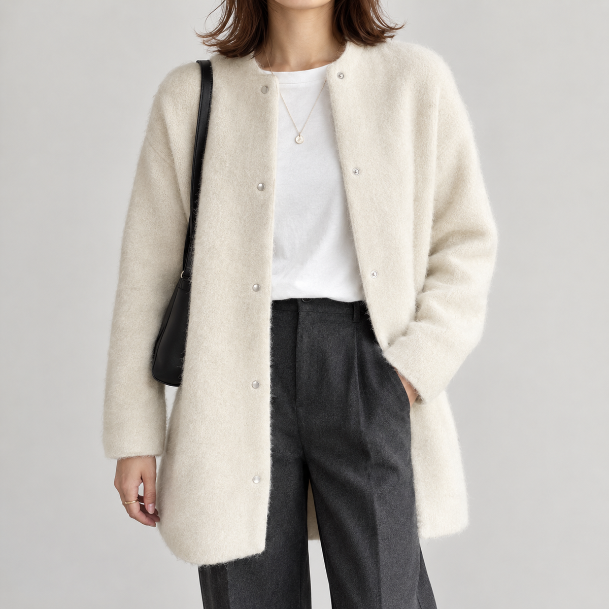 Valentina Brushed Cardigan - Off White