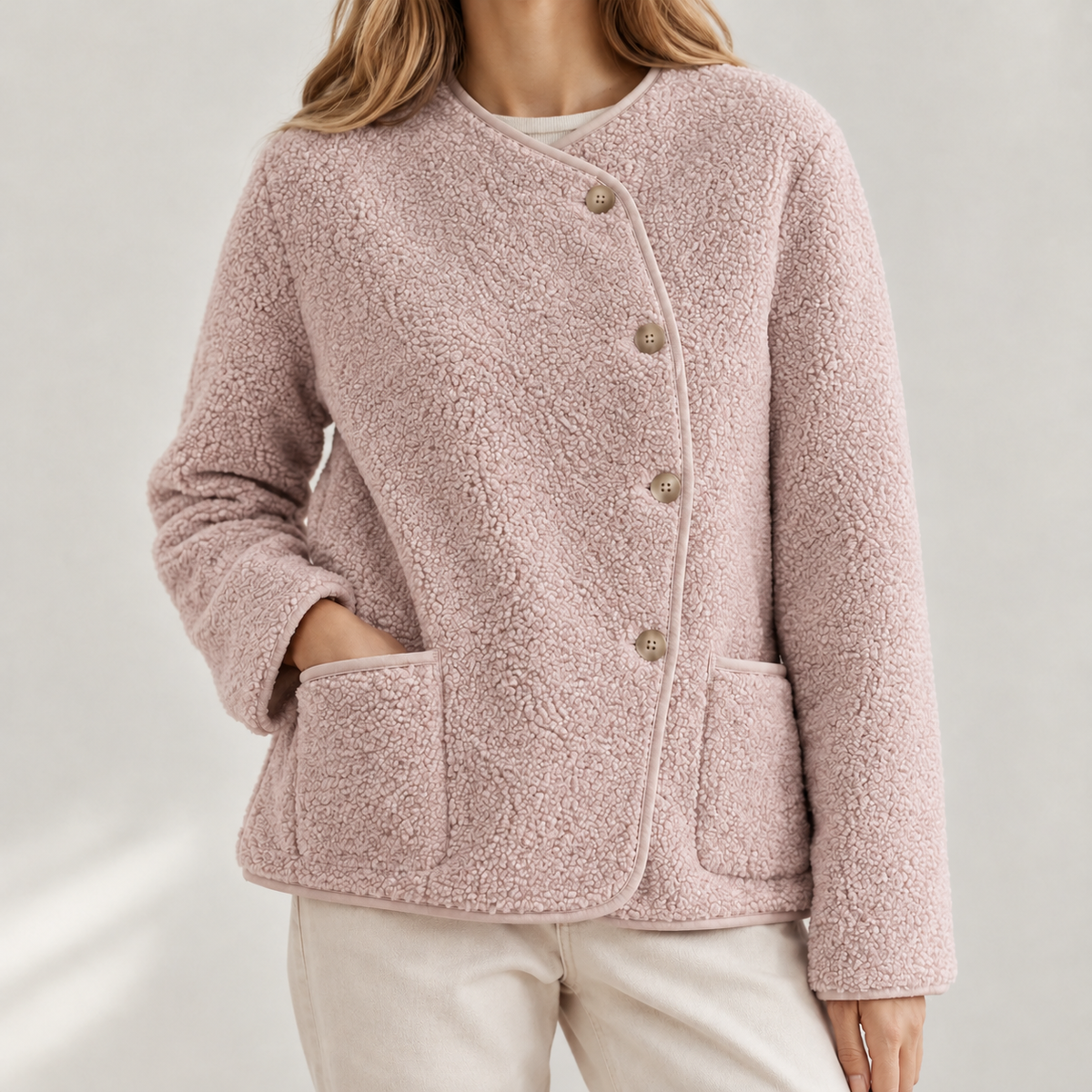 Minerva Teddy Jacket - Water Pink