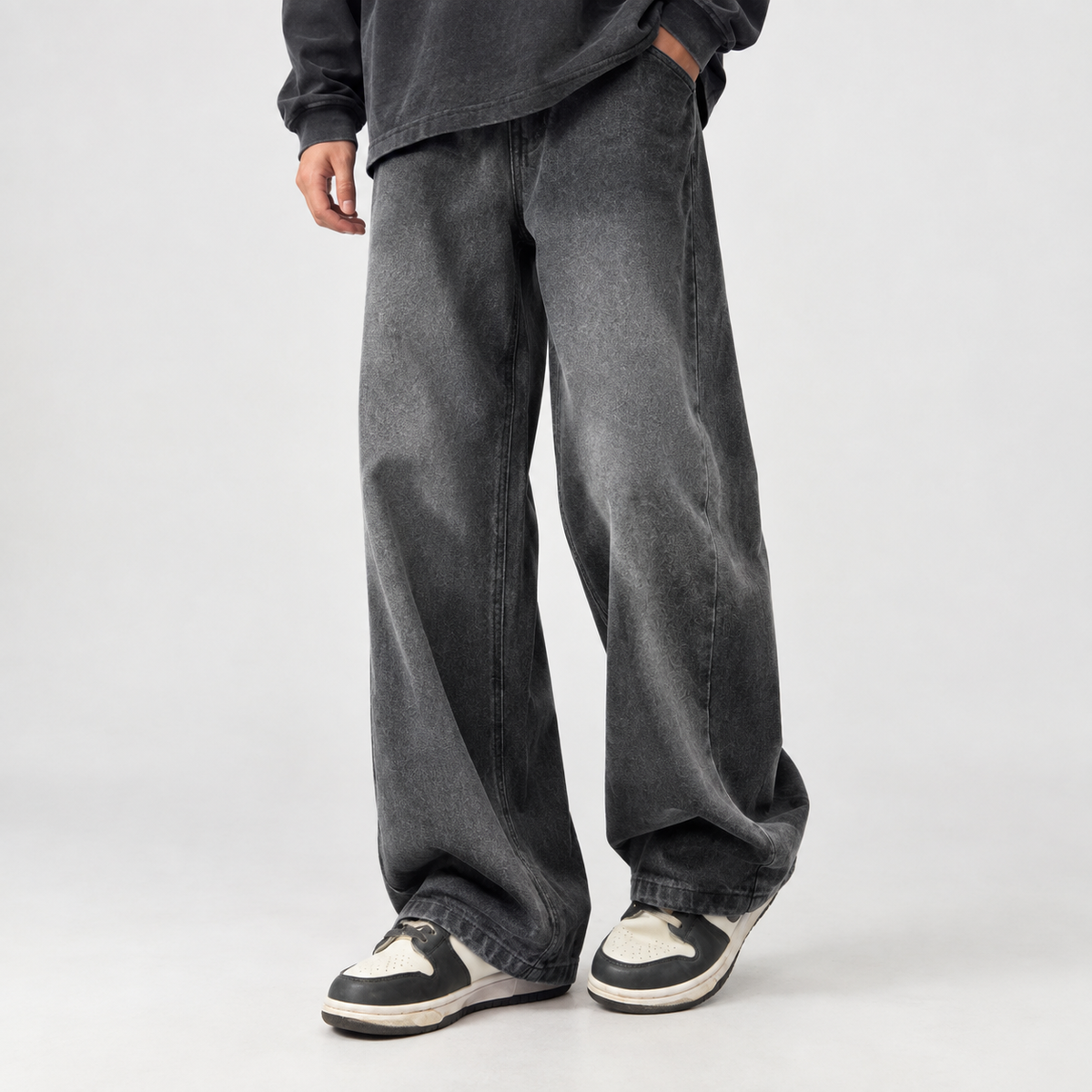 Harris Wide Leg Jeans - Black Gray