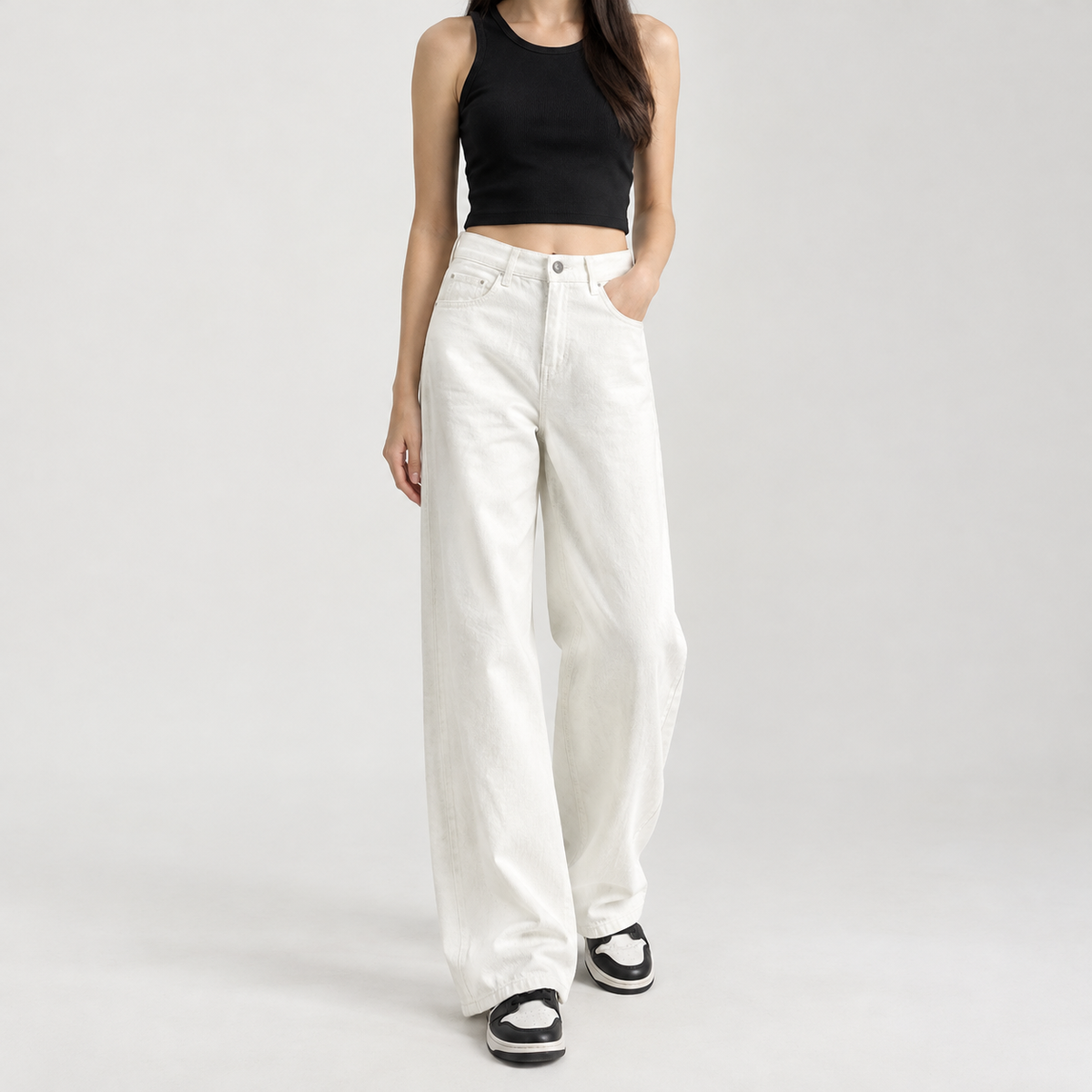 Violaine Wide Leg Jeans - White