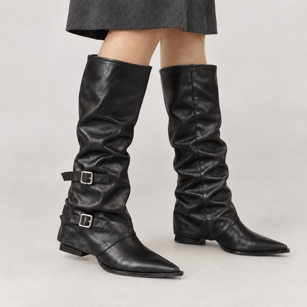 Carolina Buckle Boots - Black