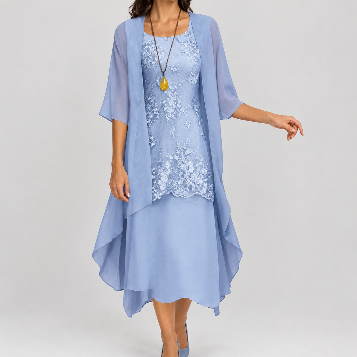 Rhea Layered Dress Set - Blue