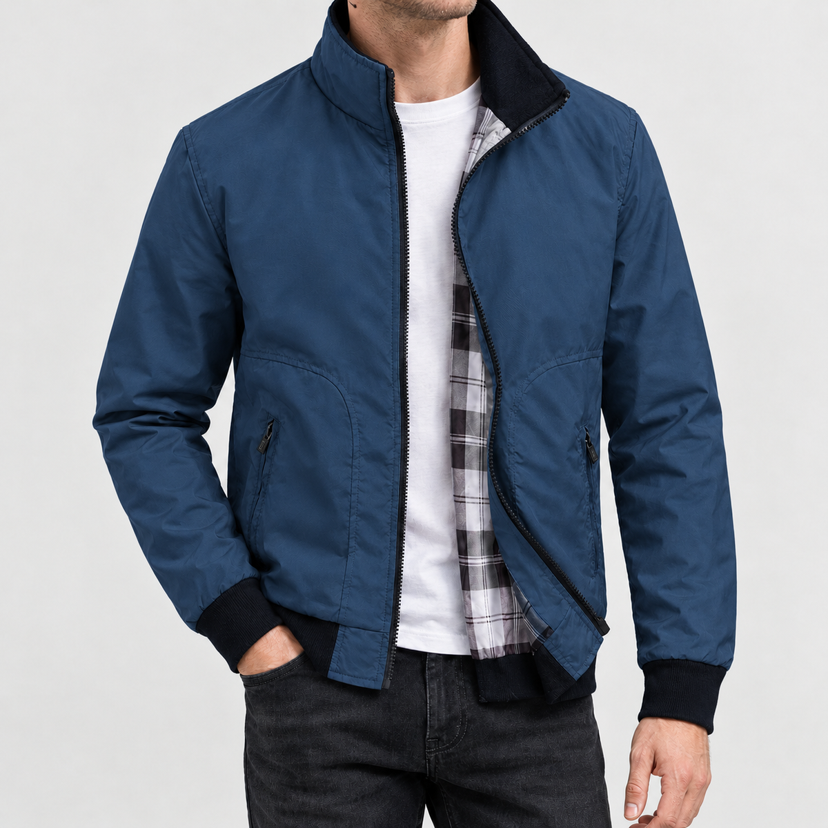 Cyrill Stand Collar Jacket - Blue