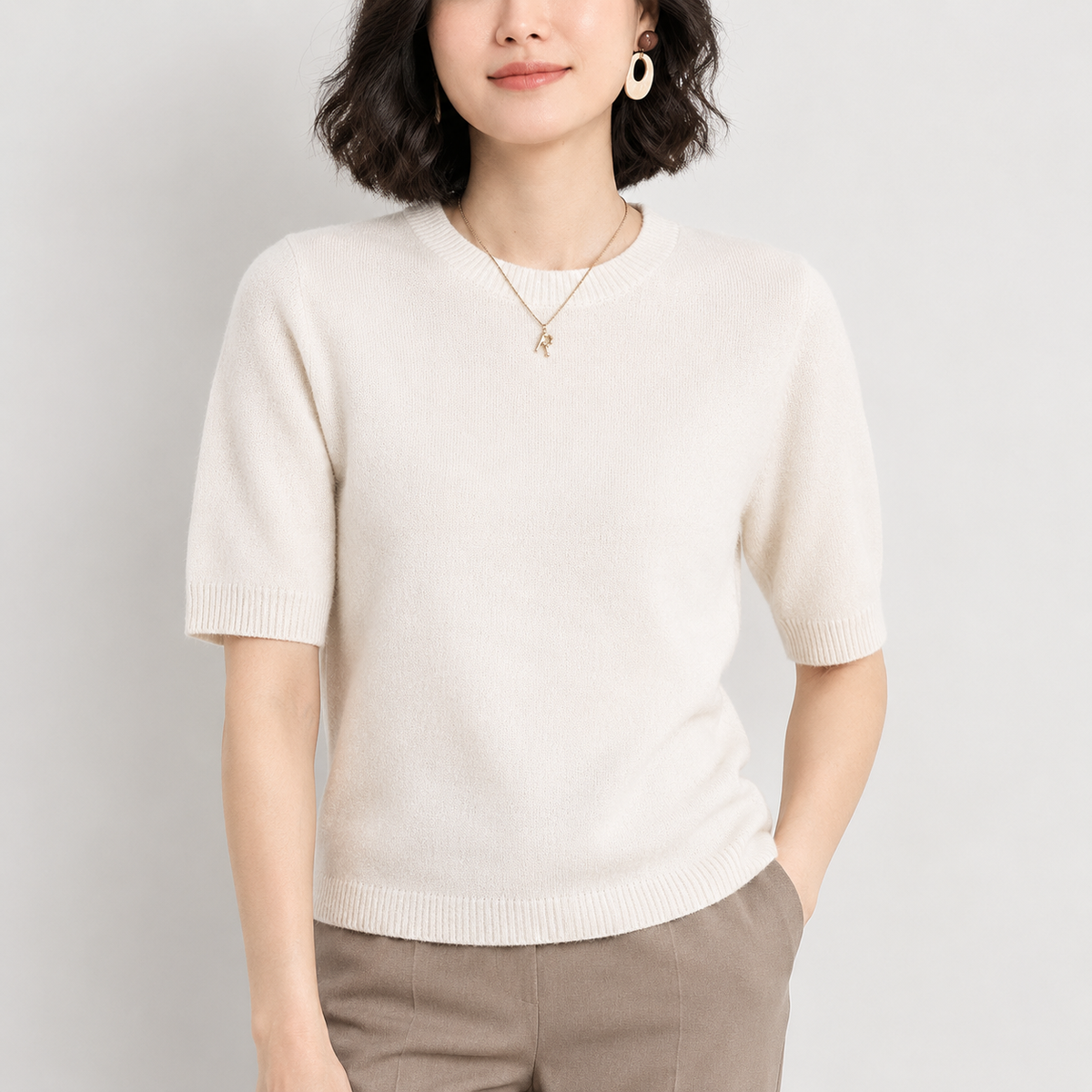 Sienna Crew Neck Sweater - White