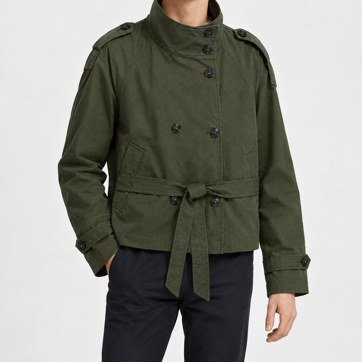 Oskar Double Breasted Jacket - Army Green