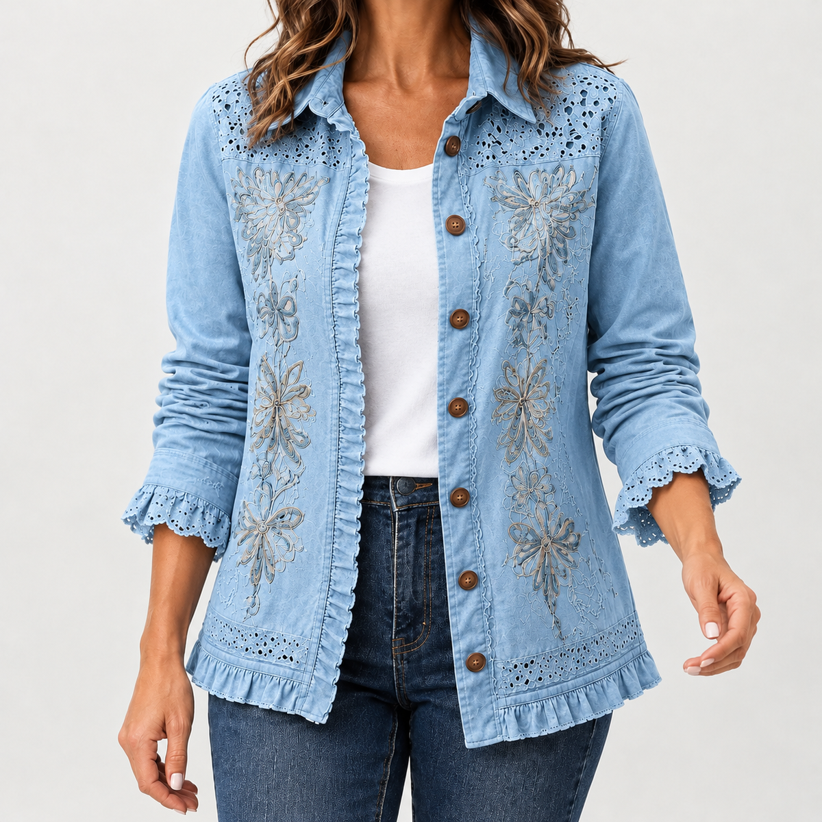 Bella Embroidered Jacket - Blue