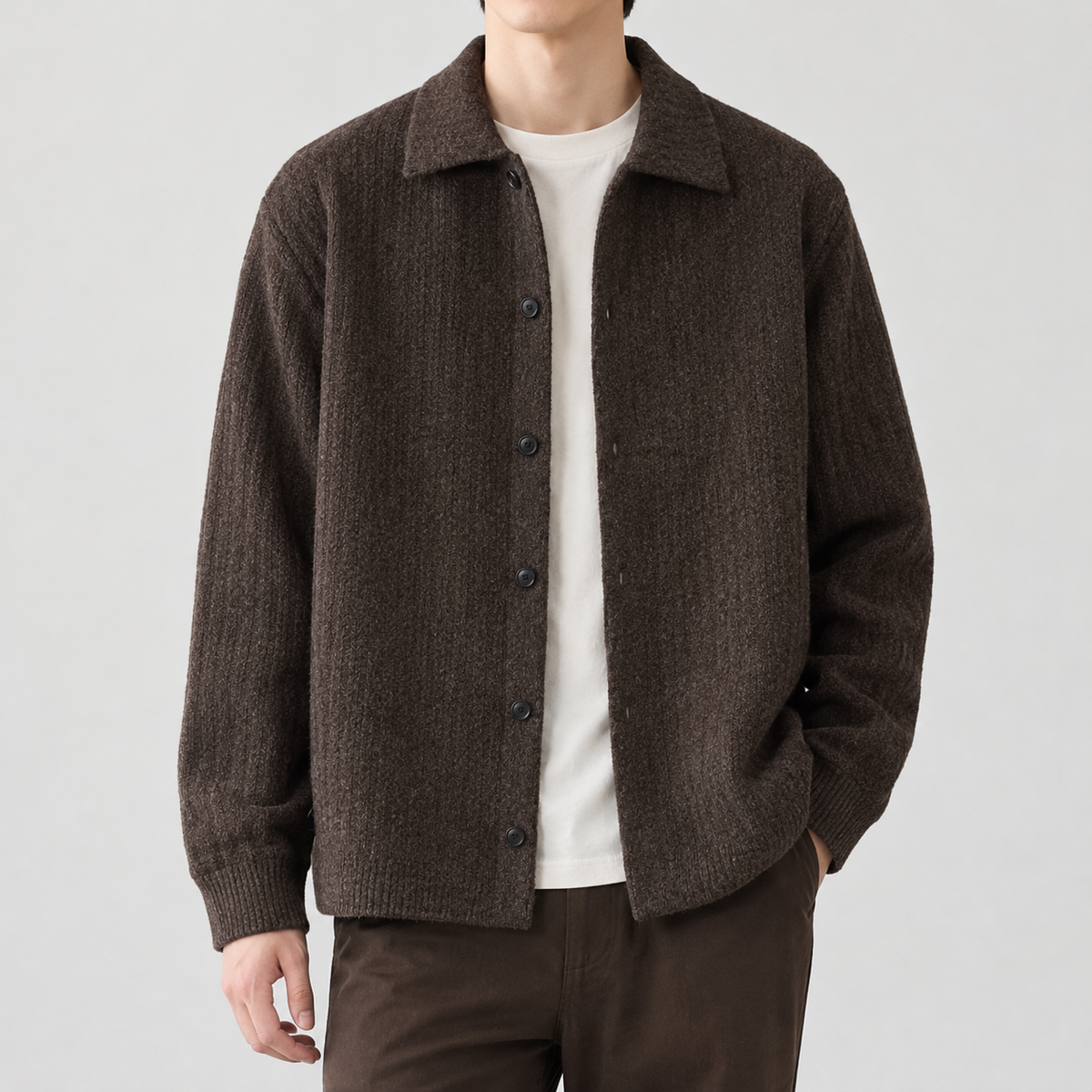 Egon Ribbed Cardigan - Amber Brown