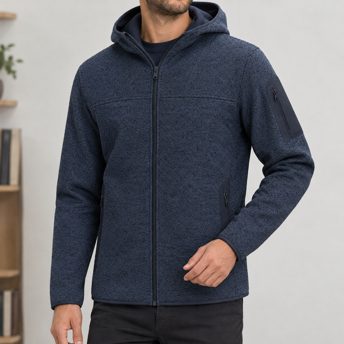 Horatio Hooded Zip Jacket - Navy Blue