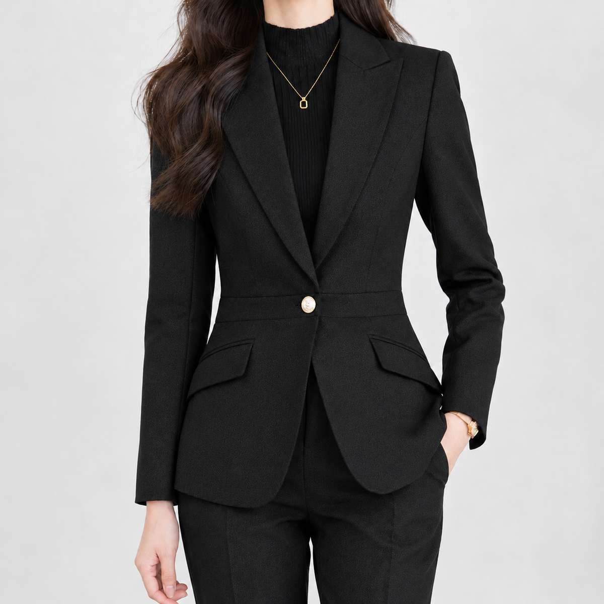 Goretti Single Button Blazer - Black