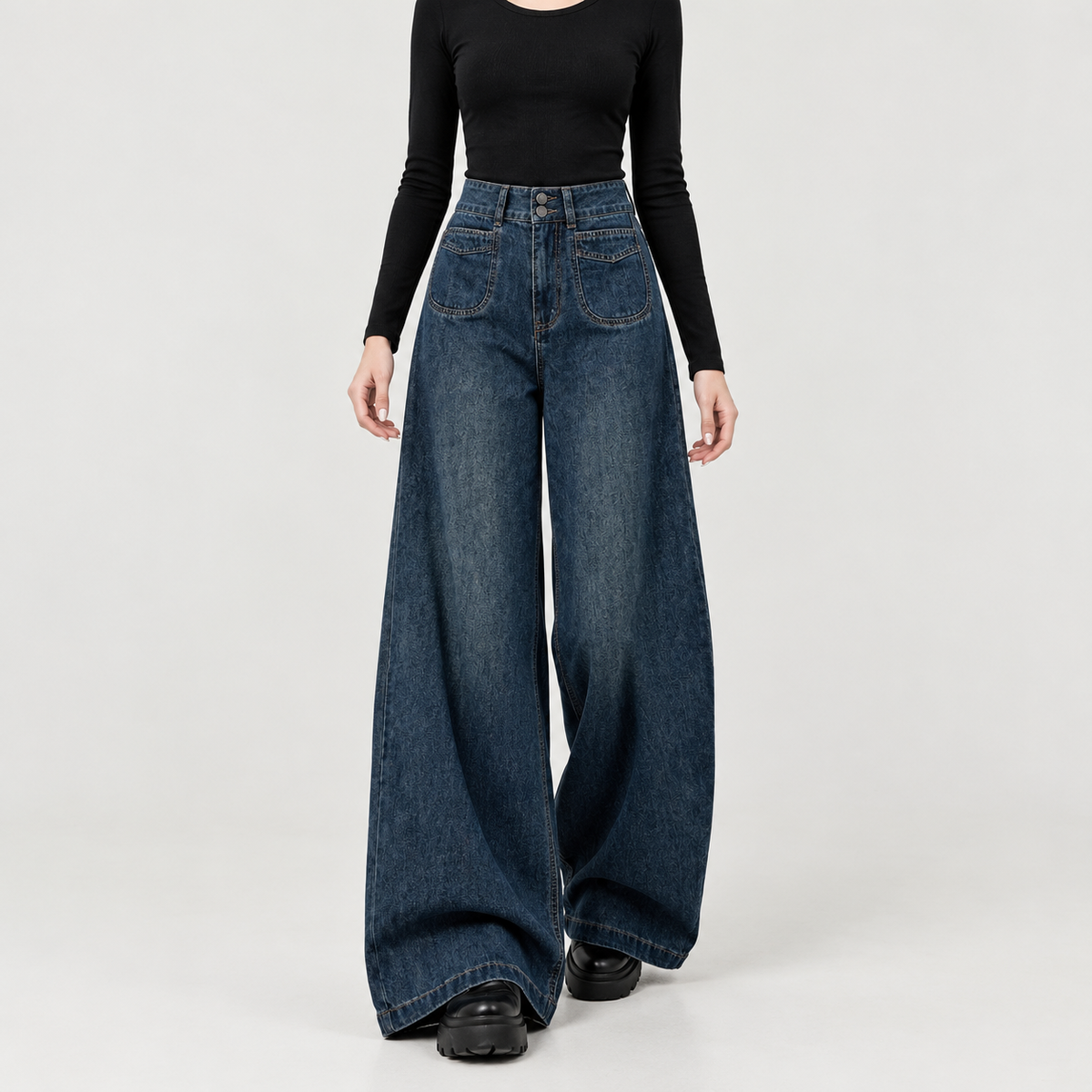 Leonora Wide Leg Jeans - Cement Gray