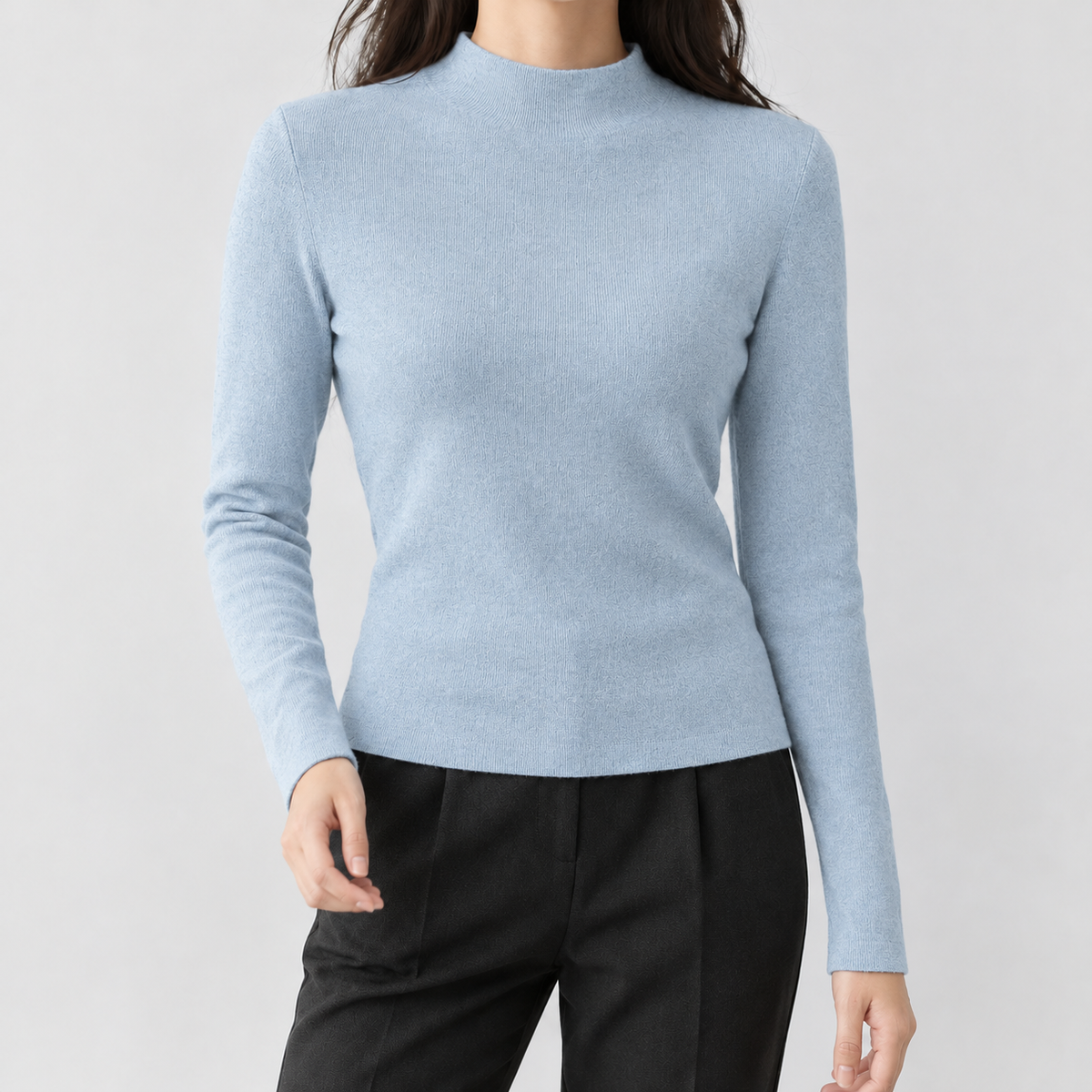 Merete Mock Neck Top - Blue