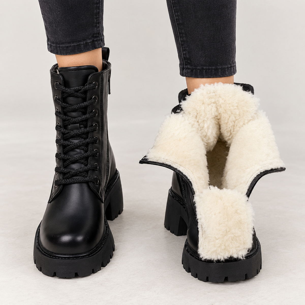 Asthildur Lace Up Boots - Black