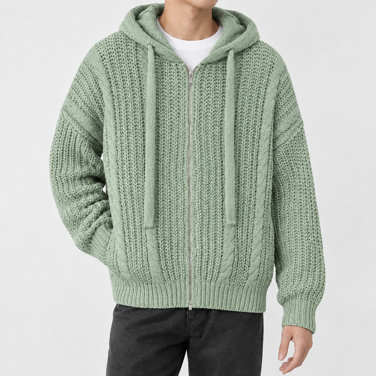 Zeno Cable Knit Jacket - Green