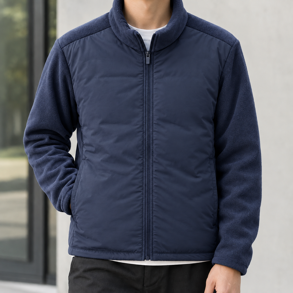 Hermann Padded Zip Jacket - Navy