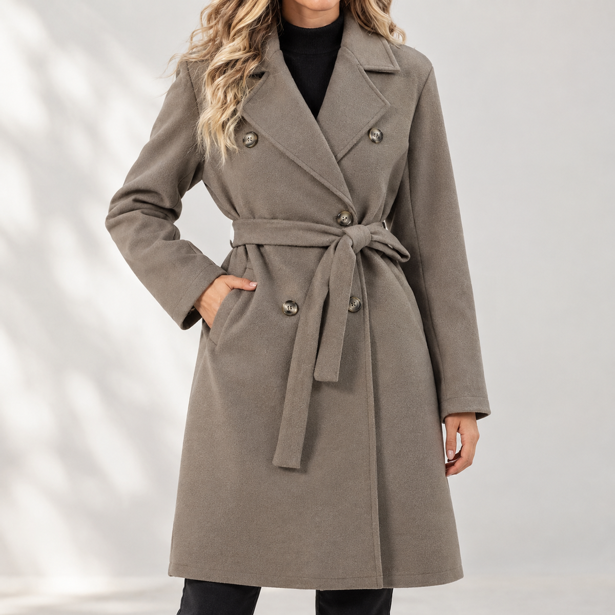 Samantha Belted Coat - Gray