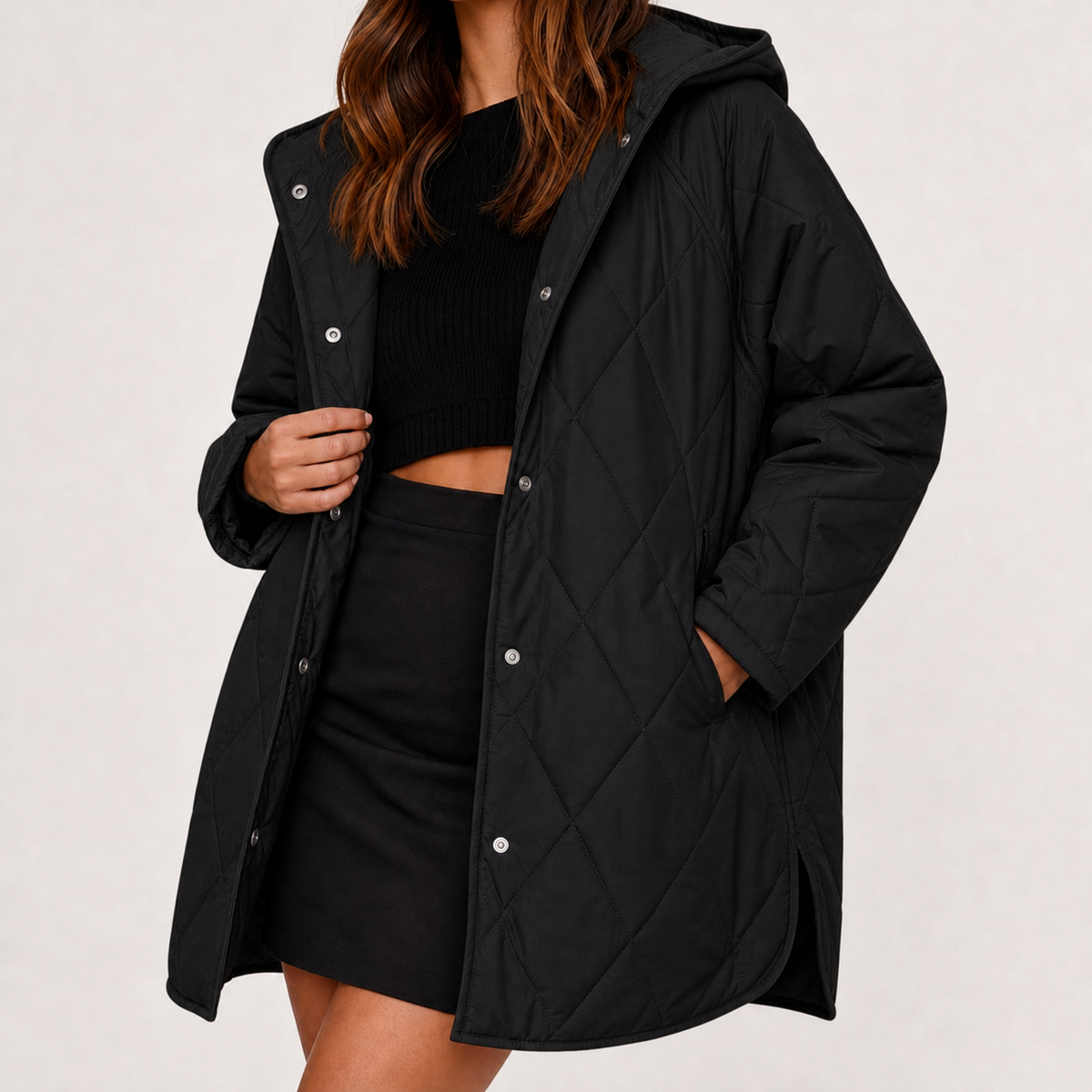 Corinne Diamond Quilted Jacket - Black