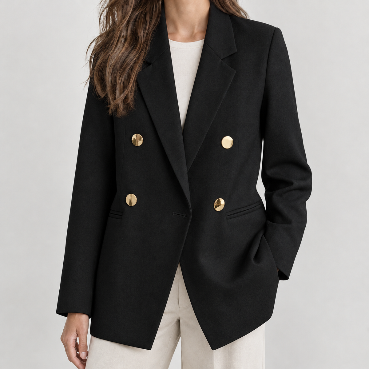 Gwenllian Double Breasted Blazer - Black