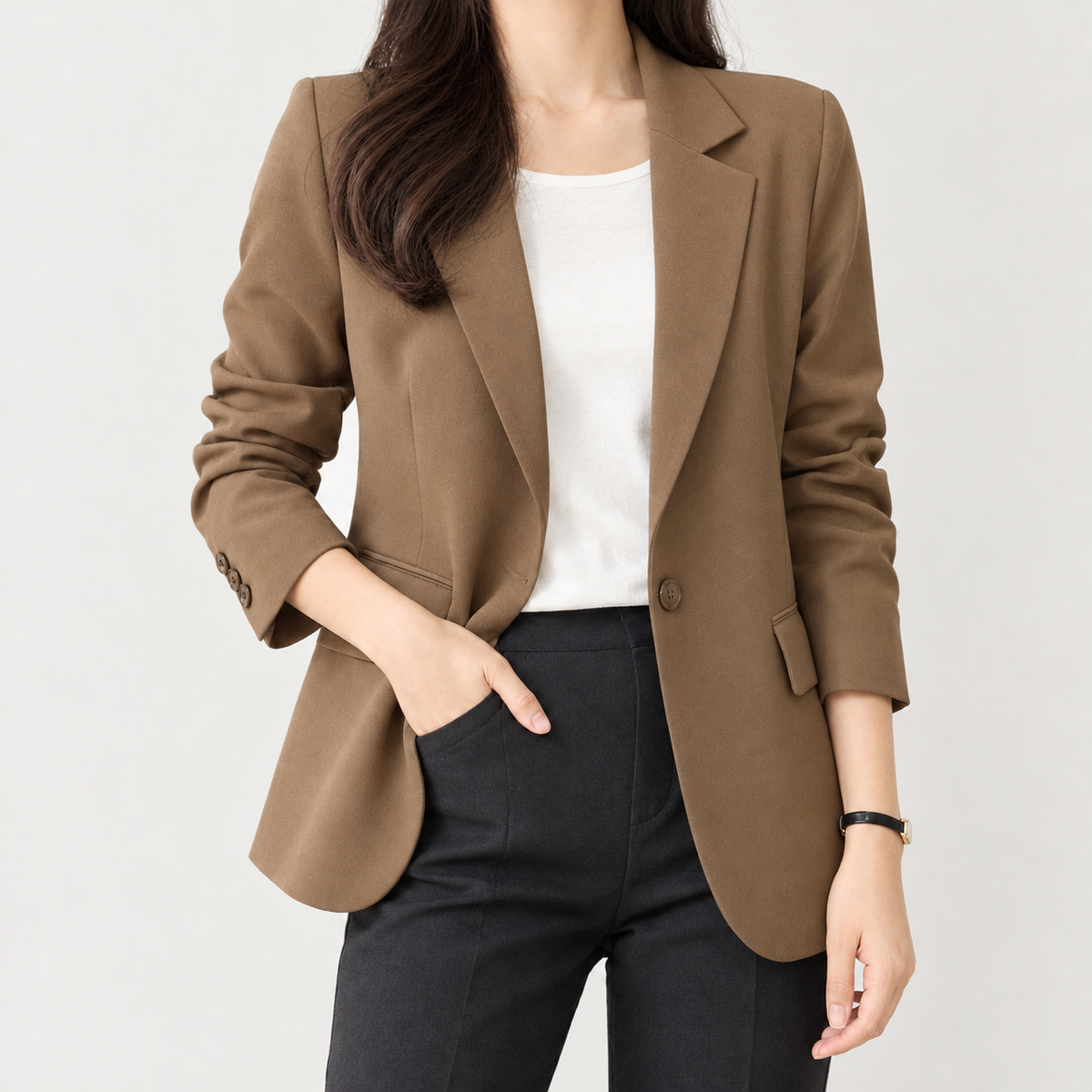 Alessandra Notch Lapel Blazer - Camel