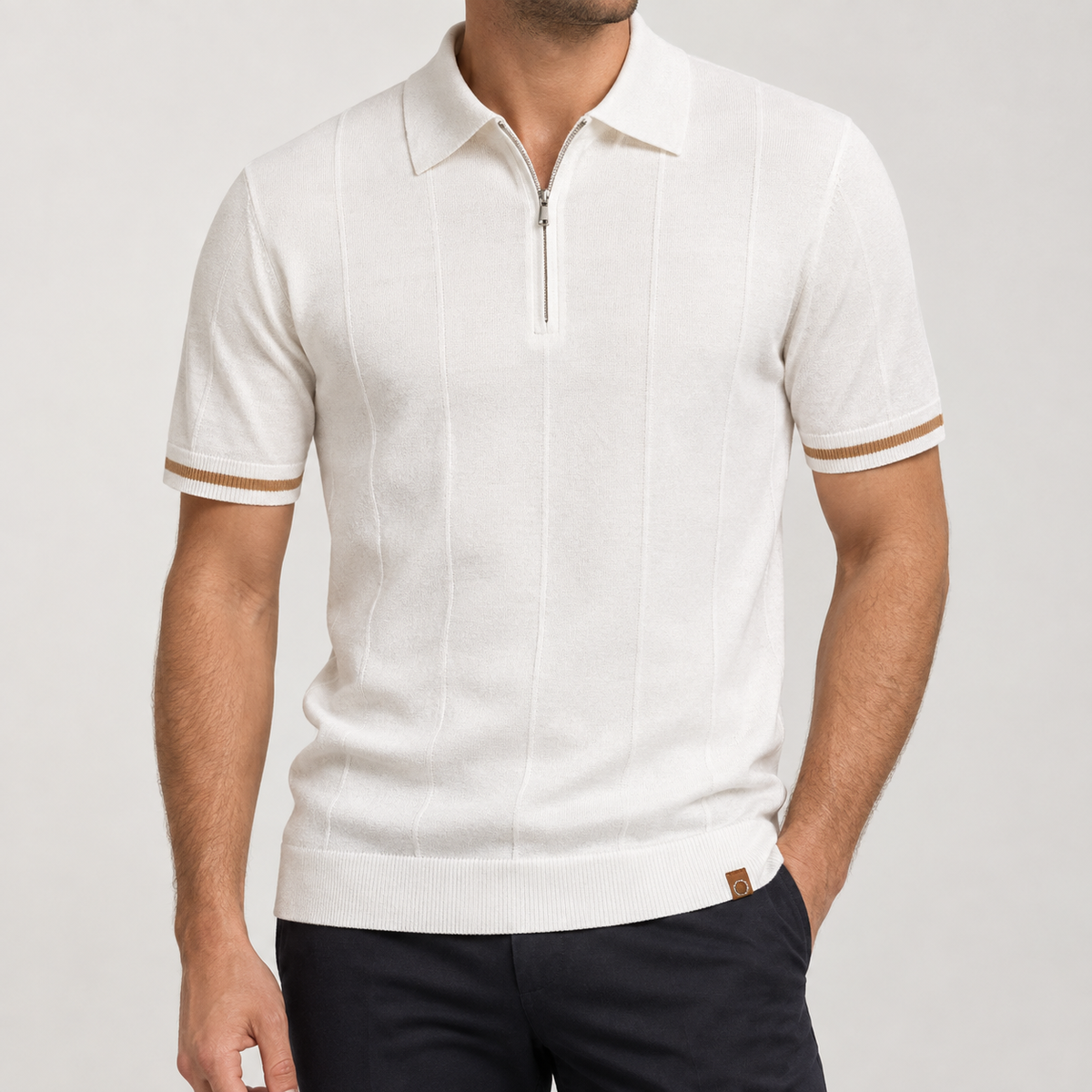 Solomon Zip Polo - White
