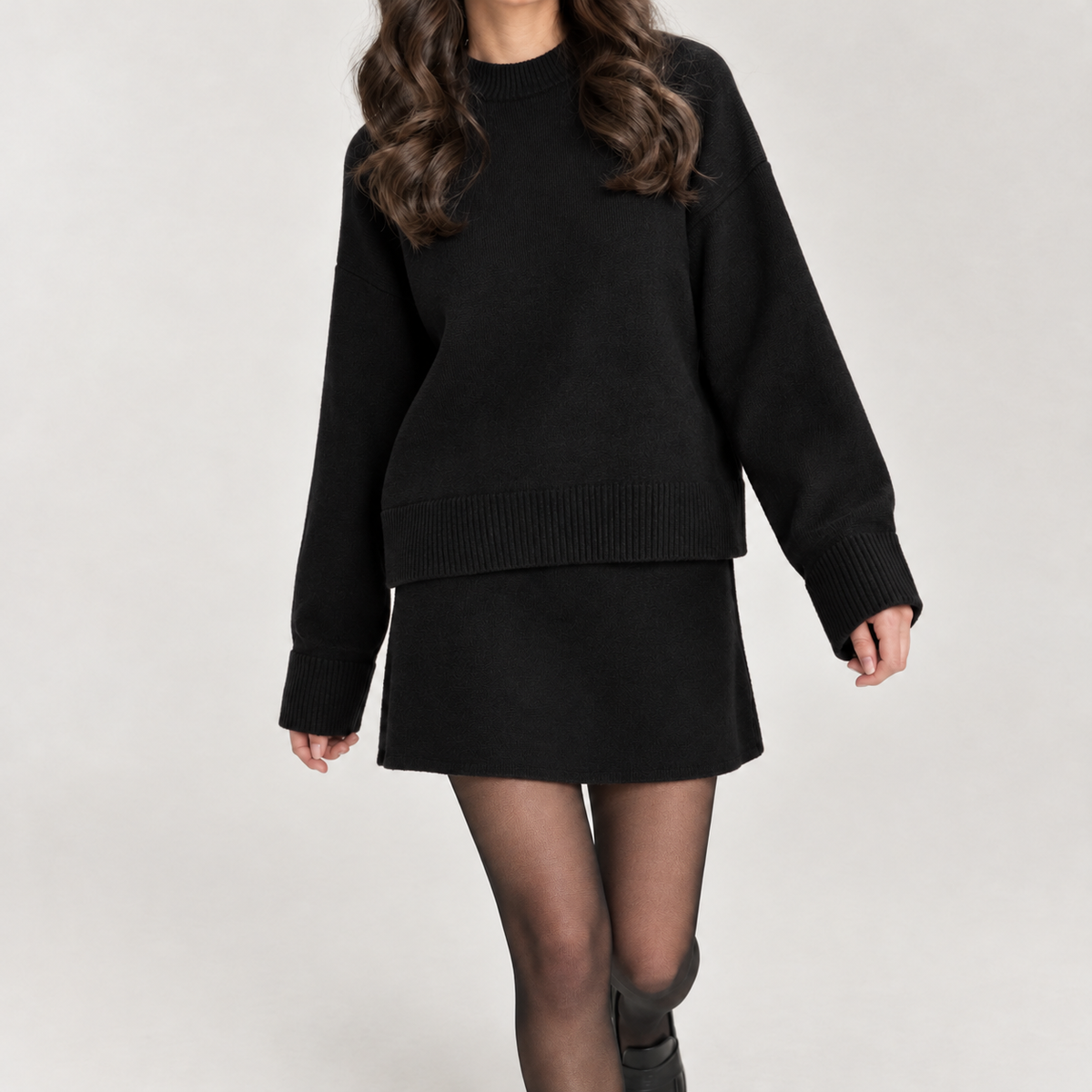 Dora Relaxed Knit Set - Black