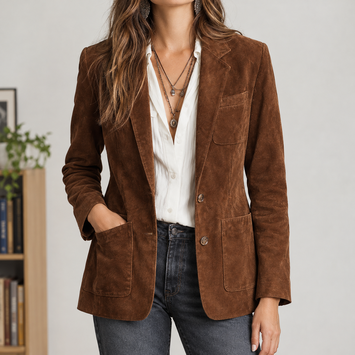 Annabelle Suede Jacket - Dark Brown