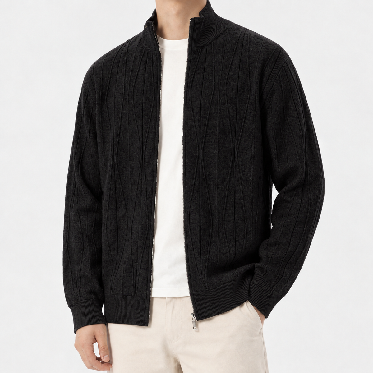 Danilo Ribbed Knit Jacket - Black