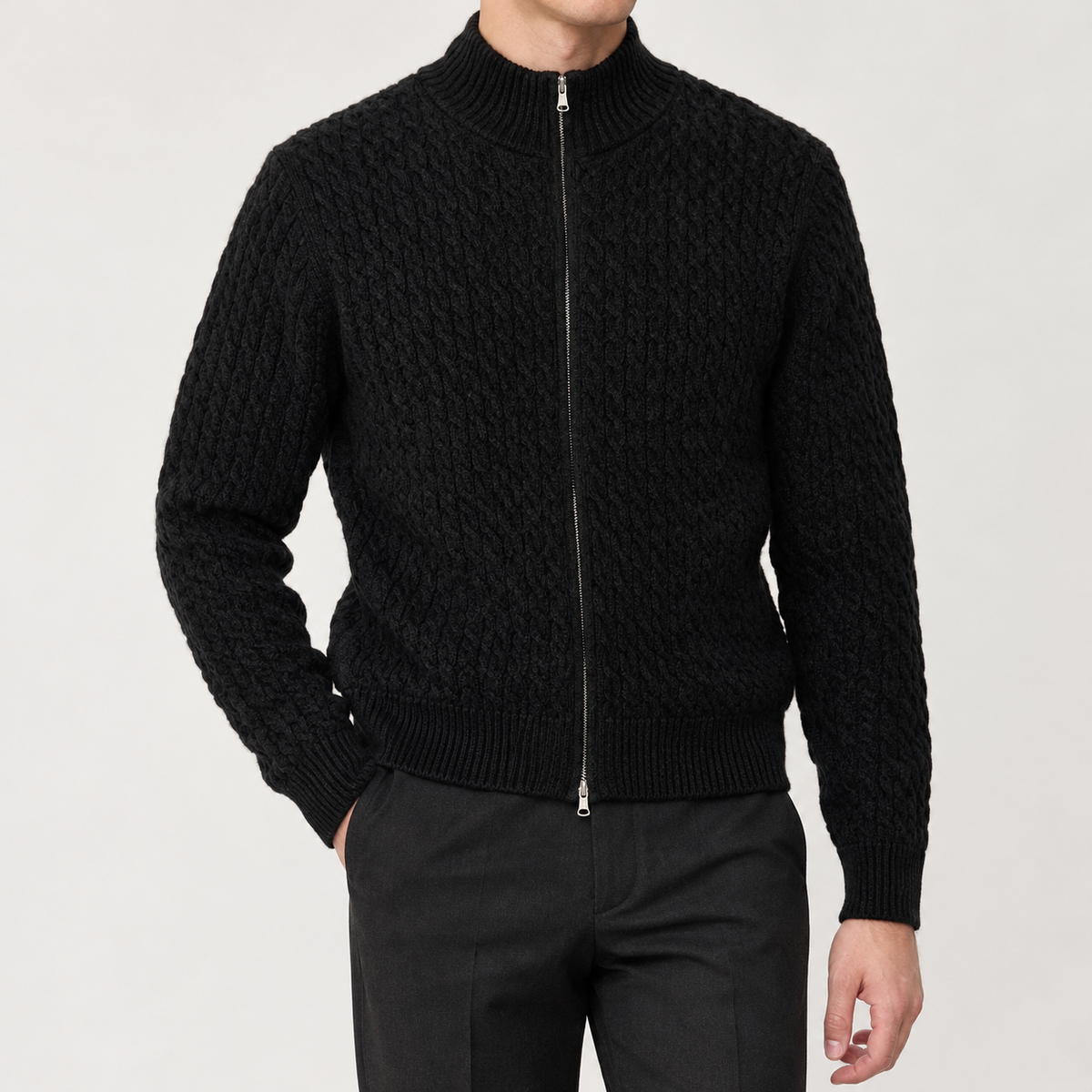 Arnt Cable Knit Sweater - Black