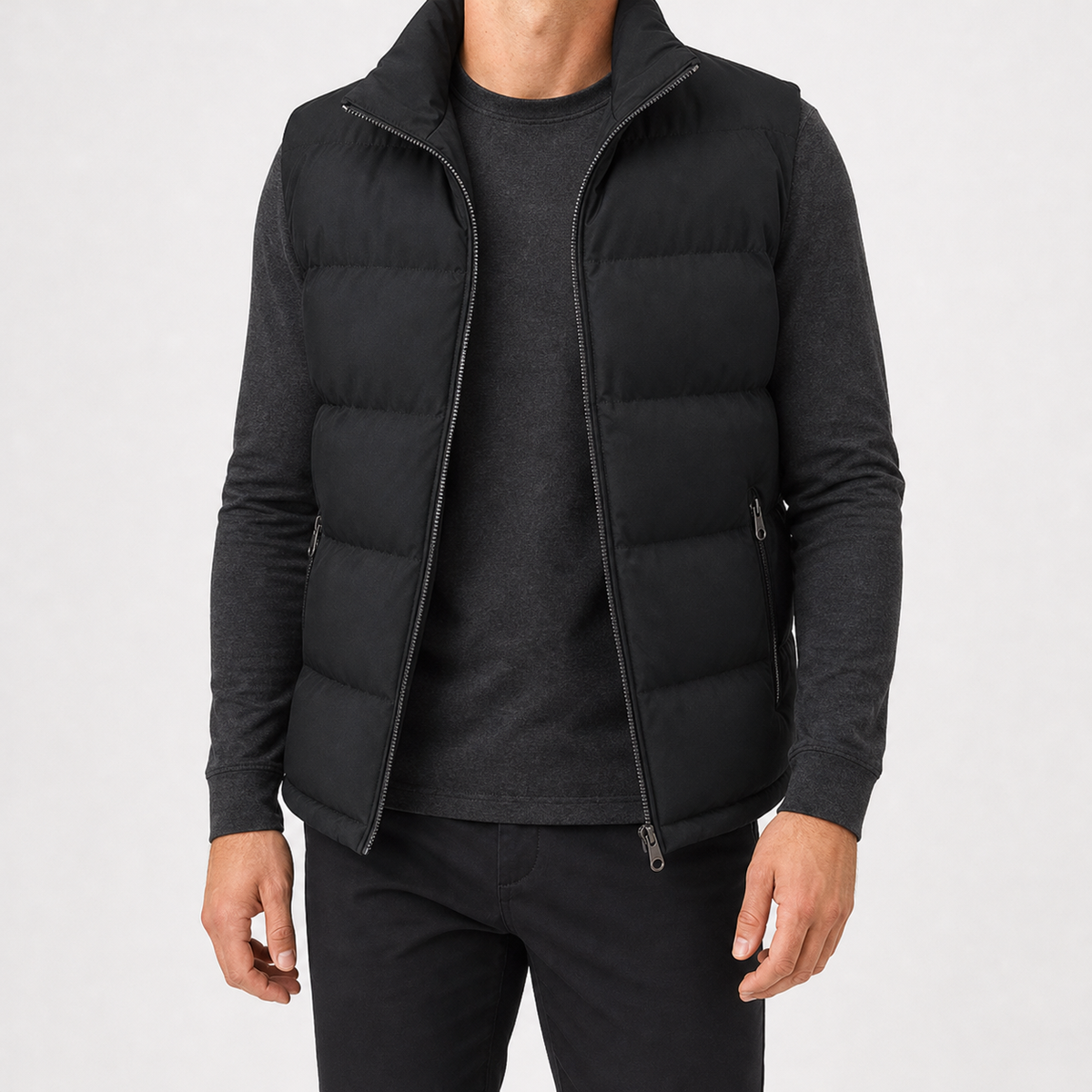 Denis Quilted Vest - Black