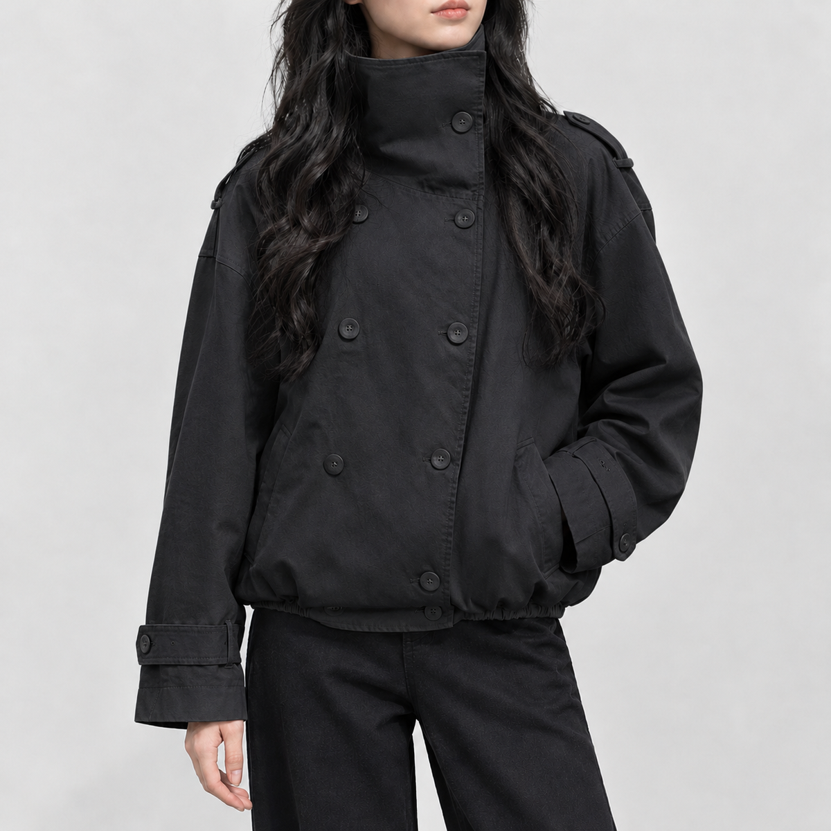 Paola Stand Collar Jacket - Black