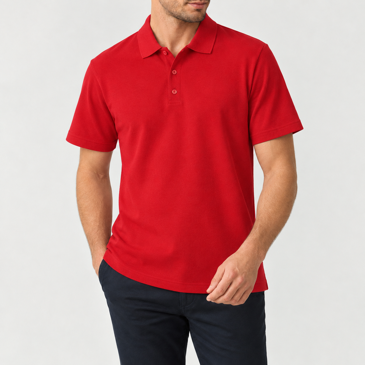 Matthias Cotton Polo Shirt - Red