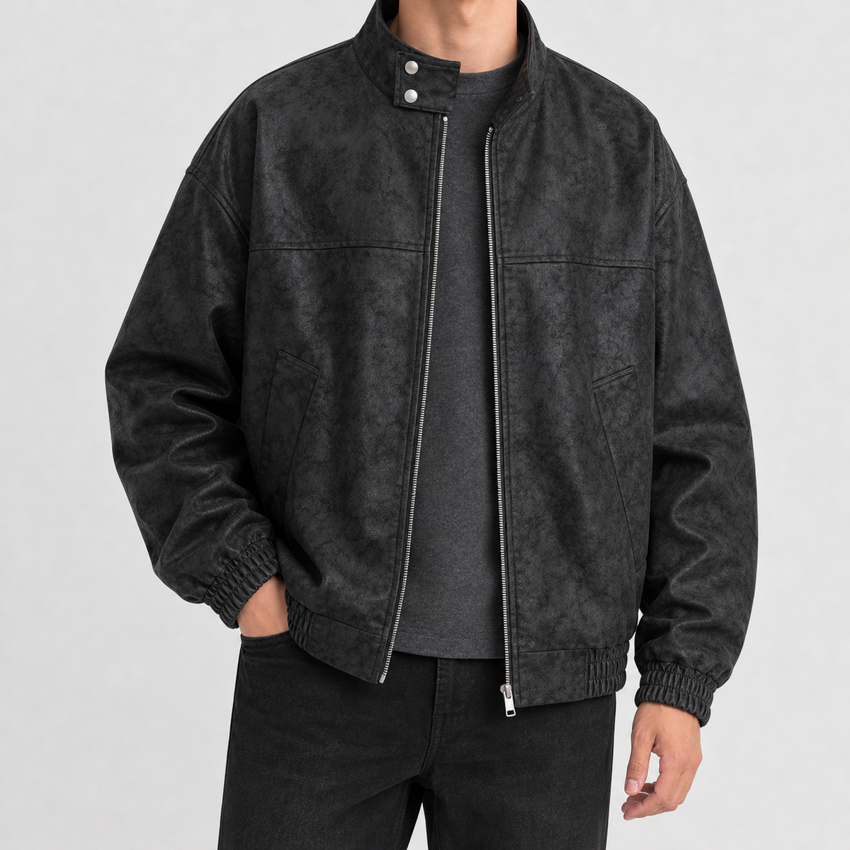 Amedeo Stand Collar Jacket - Black