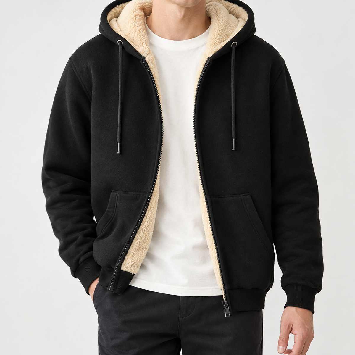Raul Fleece Lined Hoodie - Black