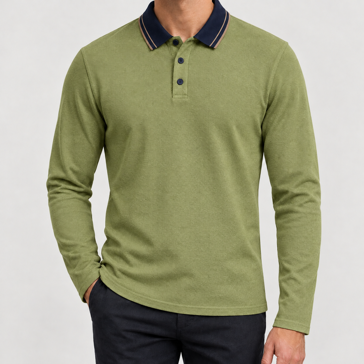 Sixten Contrast Collar Polo - Green