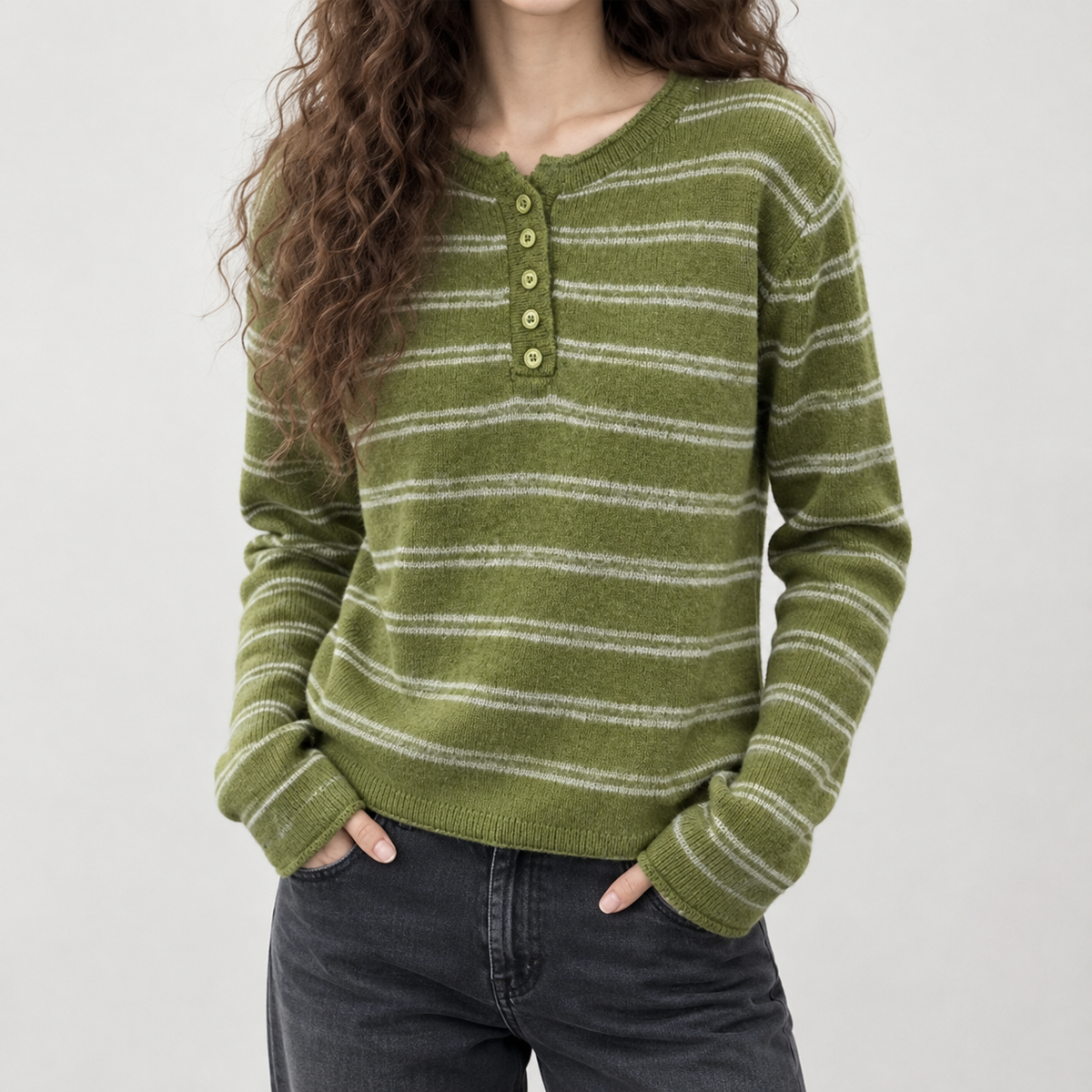 Majbritt Striped Sweater - Green