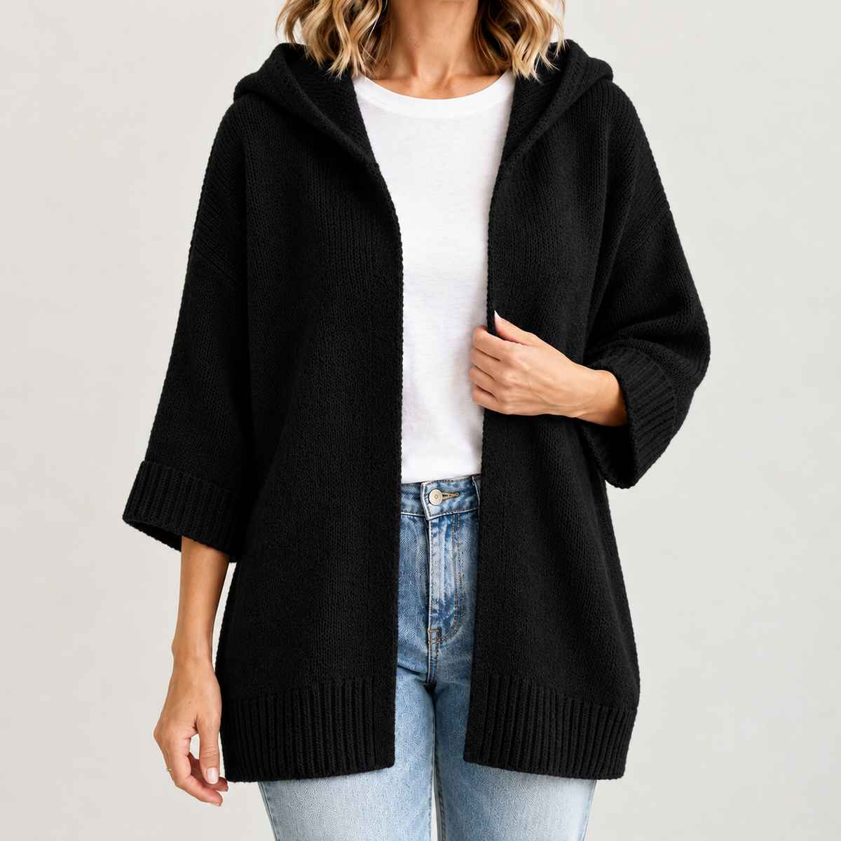 Marlies Hooded Knit Cardigan - Black