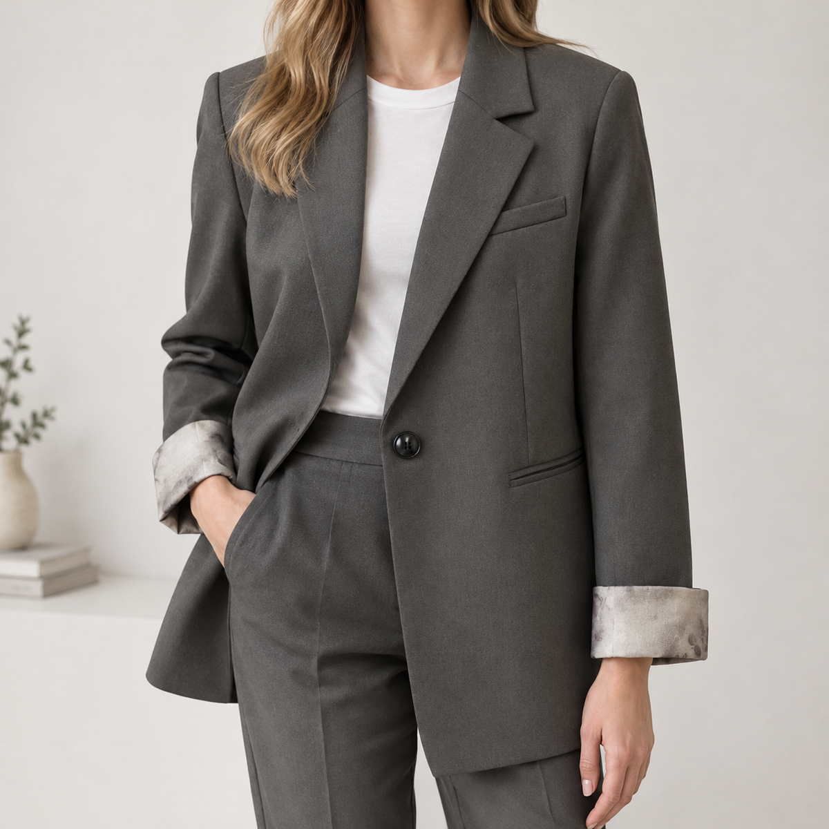 Lara Single Breasted Blazer - Gray