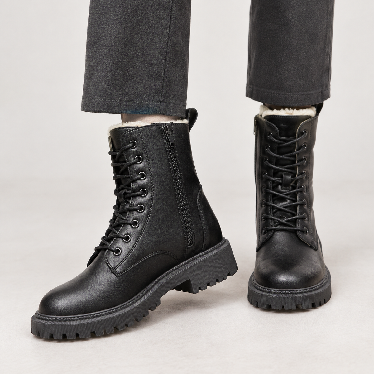 Carla Lace Up Boots - Black