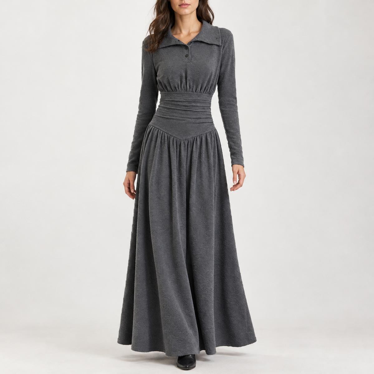 Florentina Cinched Waist Dress - Dark Gray